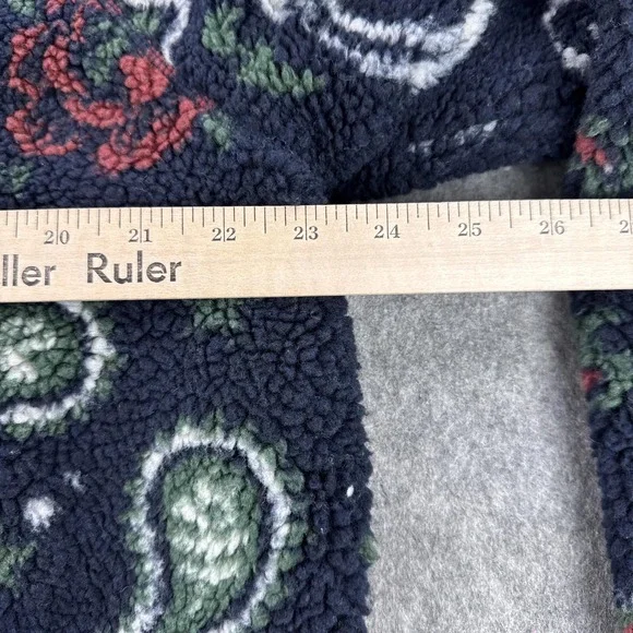 Kith Pinehurst Sherpa Fleece Jacket Mens Large Navy Paisley Snap Front Bomber - Picture 6 of 11